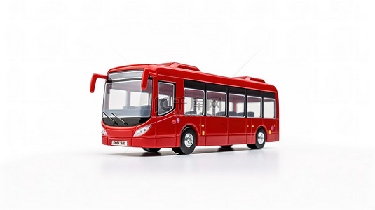 白色隔离背景下中型城市红色巴士的 3D 渲染