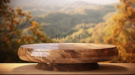 春天桌面背景背景图片_用于产品展示和文本添加的棕色大理石桌的自然主题 3D 渲染