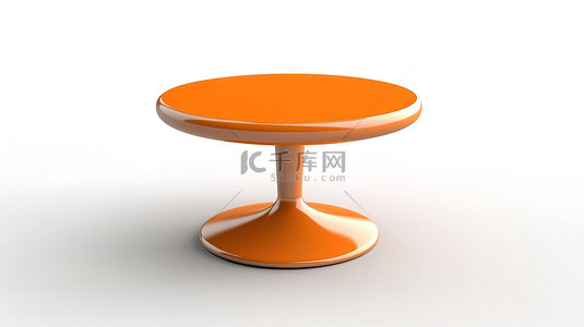 圆桌会议背景图片_白色背景 3d 渲染下的当代圆形橙色塑料桌