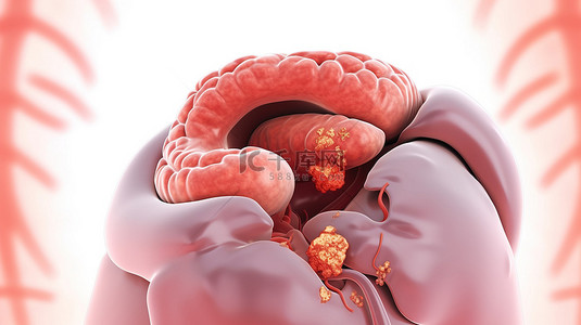 人体器官插图背景图片_胃痛的白色背景 3d 插图