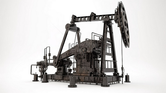 石油背景图片_石油钻井泵或钻机在白色背景下的 3d 渲染