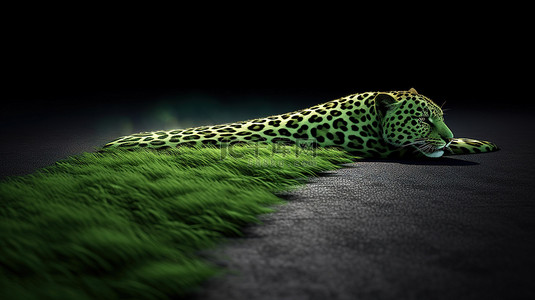 貓爪背景图片_绿草在沥青上的 3D 渲染中投下动物印记的轮廓