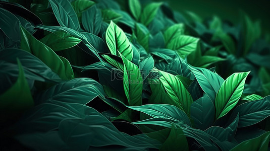抽象热带背景图片_绿色抽象植物背景令人惊叹的 3D 渲染 cg 图像