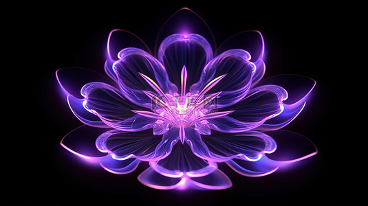 质量红黑榜背景图片_3D 插图中的紫色灯光在黑色背景上形成恒星花朵装饰，具有令人惊叹的 4k 超高清质量
