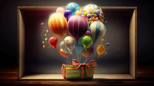 生日气氛背景背景图片_生日礼物气球灯光气氛背景