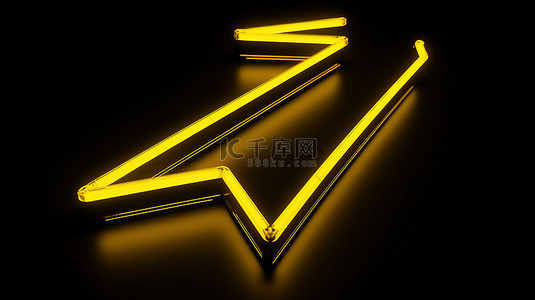 3d 渲染的黄色销售箭头图标向下指向轮廓符号