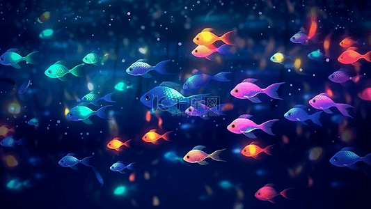 海底鱼群霓虹背景
