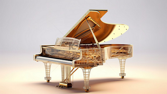 音乐琴键背景图片_带有路径 3D 机身结构和线框模型的老式三角钢琴