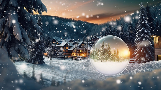 雪花新年背景图片_新年庆祝活动冬季仙境的壮观 3D 插图