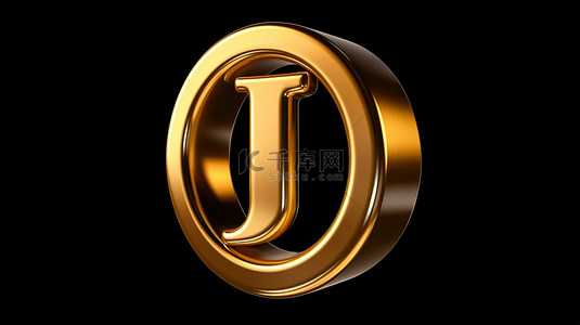 j 精英 3D 字体，黑色按钮图标上带有皇家金色饰面