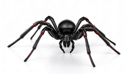 蜘蛛昆虫背景图片_深色蜘蛛揭示其身体，非常适合令人毛骨悚然的万圣节和昆虫主题项目白色背景 3D 插图