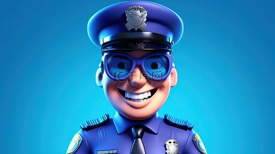 警察卡通背景图片_以卡通警察为特色的俏皮 3D 图像