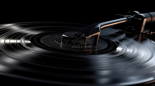 唱片公司背景图片_3d 渲染中的黑色黑胶唱片