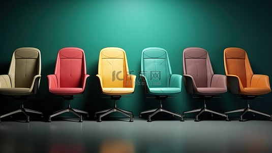 办公椅的 3D 渲染作为工作和会议概念的背景