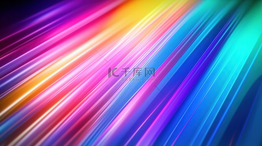 3d全息背景图片_全息抽象背景上彩色彩虹光泄漏的模糊 3D 渲染，具有散焦发光