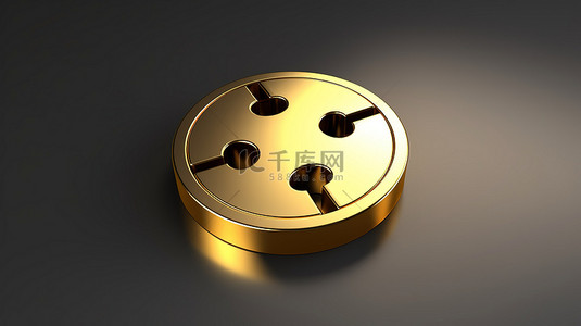 按钮创意背景图片_闪闪发光的拼图徽章 3D 渲染圆形钥匙按钮，用于 ui ux 设计