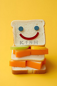 水果笑脸背景图片_一个装饰着笑脸的理智三明治