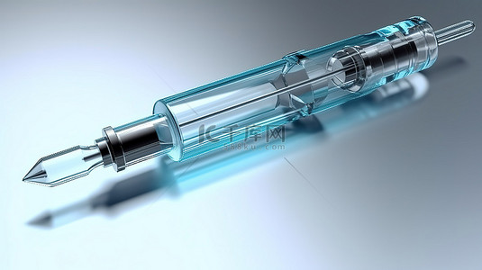 医学器械背景图片_特写注射器和小瓶的独立 3D 渲染，没有描述医学概念的内容