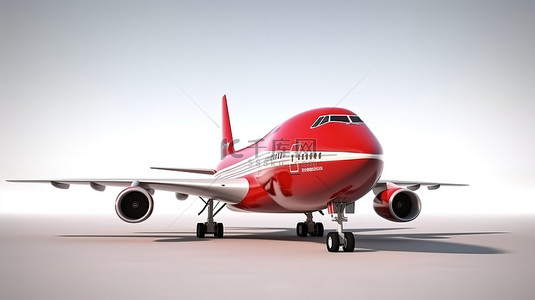 一架高载客量的红色飞机的 3d 图像