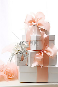 圣诞丝带铃铛背景图片_带铃铛的婚礼盒
