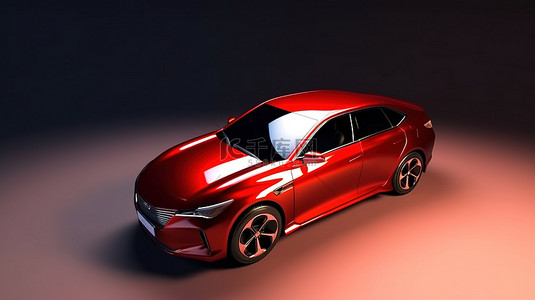 请我和驾驶员讲话背景图片_充满活力的红色汽车独立车辆，采用引人注目的 3D 插图，具有逼真的纹理