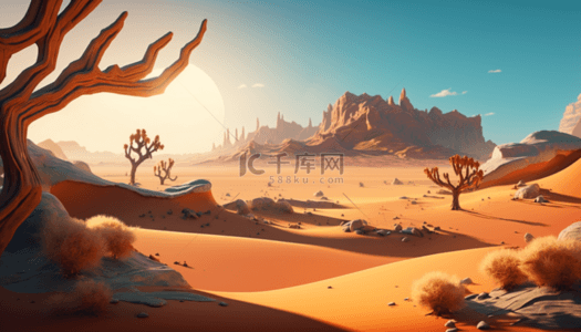 沙漠日落风景