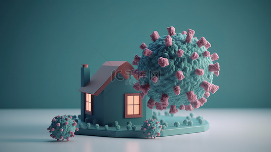 房屋安全背景图片_在 3D 中可视化房屋和 covid 19 分子 通过社交媒体活动提高意识
