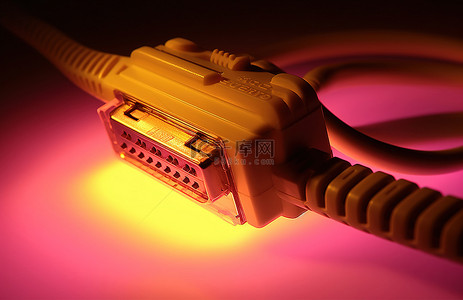 连接到黄色电脑的黄色和橙色连接器