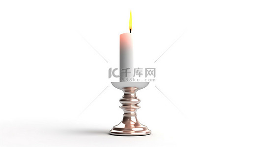 3d 渲染的烛台和蜡烛在白色背景下隔离