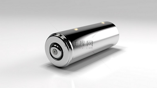 极简电池和蓄电池符号的白色背景 3D 渲染