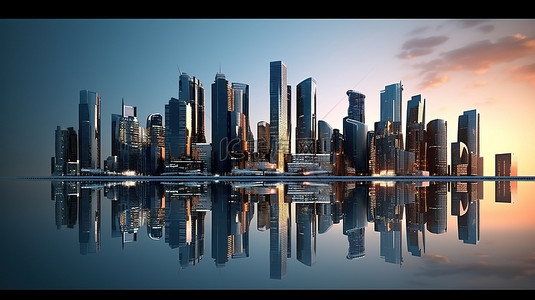 未来大都市的高架城市景观 3D 渲染