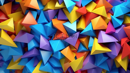 动态抽象运动中充满活力的三角形 3D 动画