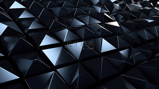 科技感网格背景背景图片_具有发光白色网格和黑色三角形的未来低聚背景的简约 3D 渲染