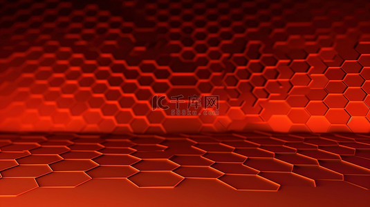 橙色样机背景图片_浅红色几何背景上的蜂窝图案 3D 产品展示