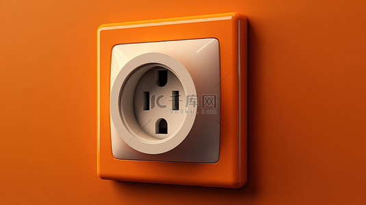 小心插座背景图片_具有 3D 渲染和随附连接的电插头和插座前视图