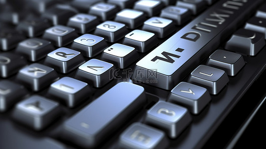 具有登录商业财务功能的计算机键盘的 3D 渲染