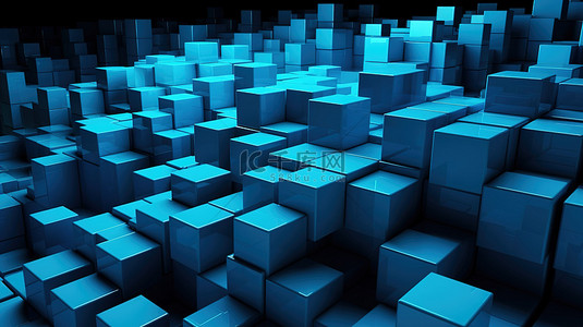 立方体色块背景图片_蓝色块的 3D 形成