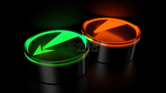 从绿色到橙色的就绪指示器图标的 3D 插图