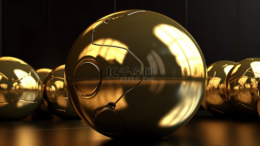3D 渲染中闪闪发光的金属健身球