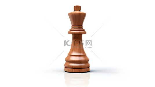 孤立的白色背景，带有国际象棋棋子的特写 3D 渲染