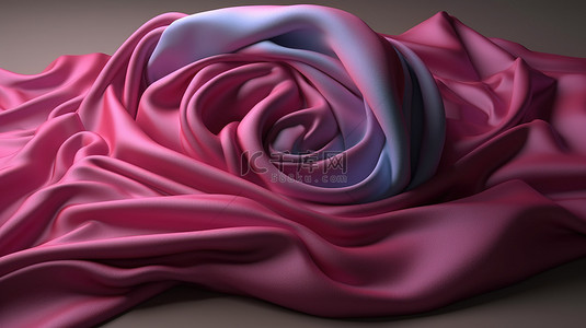 粉红色和紫色织物的充满活力的 3d 渲染