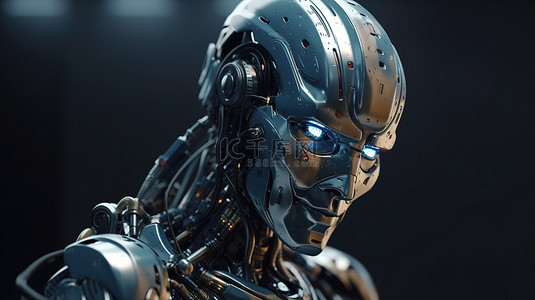 尖端机器人技术的出现 人工智能发展的 3D 渲染视角