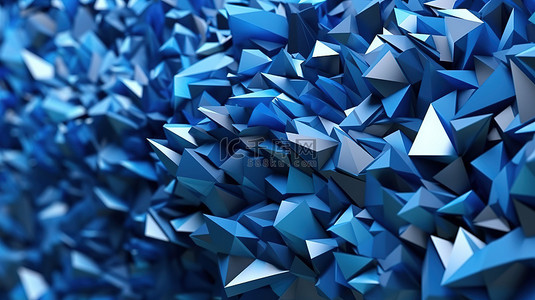 未来科技创新海报背景图片_3D 抽象渲染中的未来派海报设计混沌蓝色多边形三角形