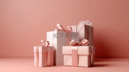 节礼日礼物盒粉色背景