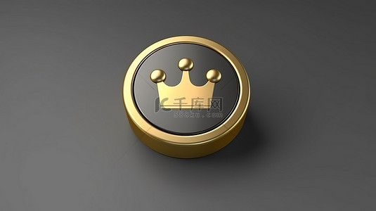 金色平面设计中的皇冠图标 3D 渲染的用户界面元素
