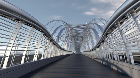 桥中背景图片_3d 渲染中的现代金属桥