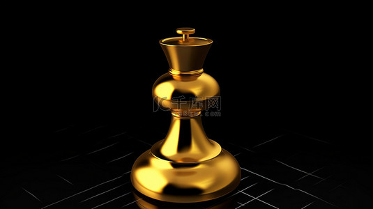 登上领奖台背景图片_登上领奖台的金色国际象棋棋子 3D 社交媒体图标