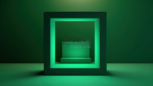 3D 模板形状飞溅图片为您的消息或照片提供空白绿色框架