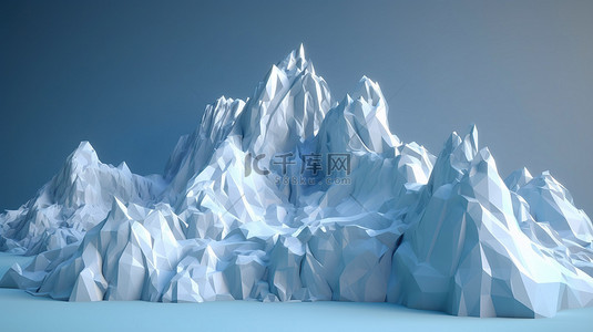 冬季的山水背景图片_以 3d 呈现的低聚冰山