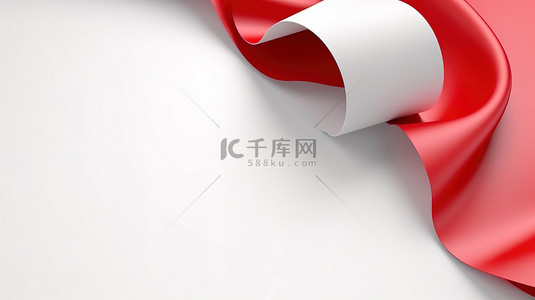 红色推针固定空白纸条，用于白色背景 3D 渲染的设计